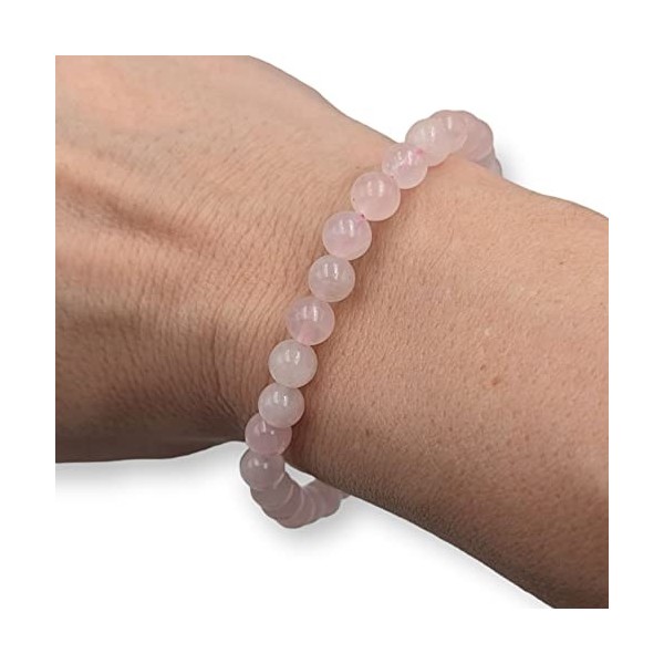 Garaulion Bracelet Quartz Rose | Pierres Naturelles Lithothérapie 6mm | Amour & Apaisement | Pochette Rangement Offerte | Gui