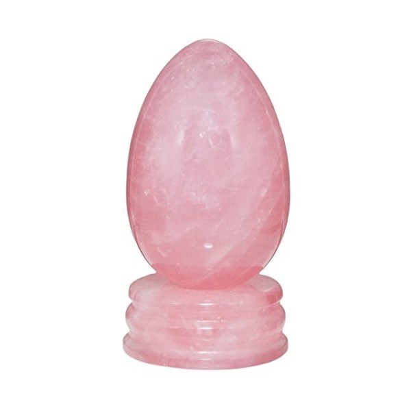 mookaitedecor Boule ovale en quartz rose avec support pour guérison Reiki Chakra et décoration de famille