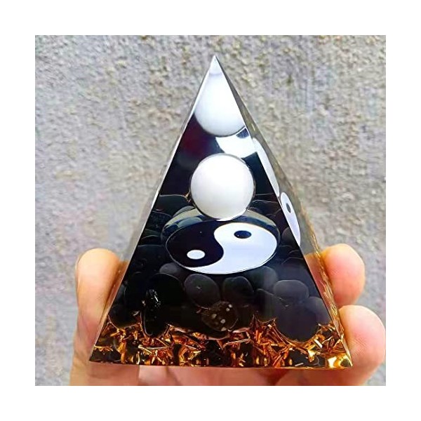 ycyingcheng Pyramide dorgonite en Pierre de Lune, Boule de Lapis Lazuli Tai Chi, Tour dénergie en Cristal dOgan, Bijou en Pi...