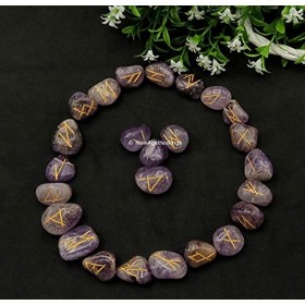 Runes Stone Set with Velvet Pouch and Instruction EBook ~ Elder Futhark Runes Engraved Pagan Viking Symbols for Reiki Healing