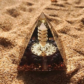 Pilier en quartz rose avec base de cristal dobsidienne Pyramide dorgonite Protection contre les champs électromagnétiques e