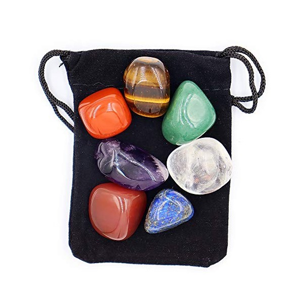 Lot de 7 pierres de chakra de la collection Crystal - Cristaux Reiki pour méditation, équilibre des chakras ou rituels