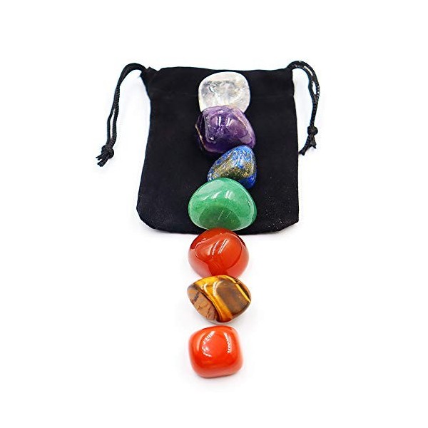 Lot de 7 pierres de chakra de la collection Crystal - Cristaux Reiki pour méditation, équilibre des chakras ou rituels