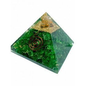 Spiritual Elementz Pyramide dorgonite en aventurine verte chargée Reiki 0,9 cm avec cristal transparent en cuivre pierre 