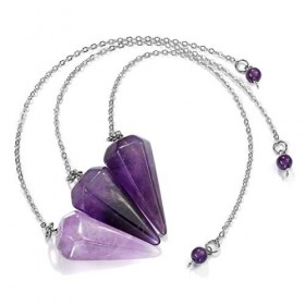 JSDDE Pendule Améthyste Naturelle Pierre Précieuse Cristal Pendule de Dowsing Scrying Guérison