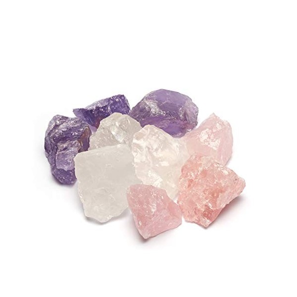 PURAJA Set de base pour revitaliser leau avec des pierres précieuses | Cristaux Premium | Pierres naturelles : Quartz rose, 