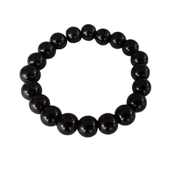 Natuxia Bracelet Tourmaline Noire et Céramique de Lithothérapie Ions Négatifs, Protection Bracelet Chakra Racine Femme/Homme