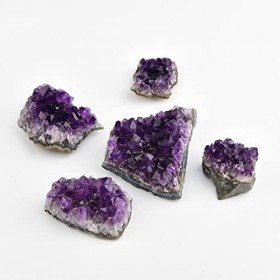 SunniMix Unique Naturel Améthyste, Cristal Grappes Pierre Brut Geode Quartz - Deep Purple Couleur - 40-50g