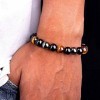 Shop-Story - Bracelet de Protection Triple Action - Association de 3 Pierres Naturelles, Oeil du Tigre, Hématite et Obsidienn