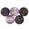 juanxian W4299 Vegvisir Lot de 5 pierres de guérison en agate Violet/noir