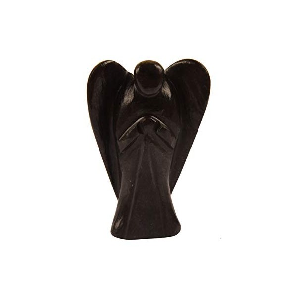 Pierre de Tourmaline noire naturelle Reiki Sculpté Gemme Spirituelle Gardien Pocket Ange Statue Ornement Décoration"2 pouces 