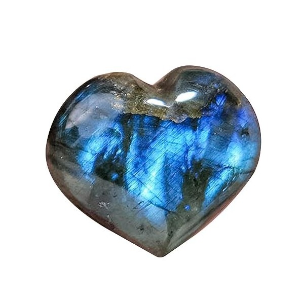 Yatlouba Labradorite en Coeur,Pierre Palmier en cœur en Cristal Labradorite Naturelle | Pierre Palmier pour léquilibrage Nat