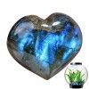 PW TOOLS cœur en Labradorite,Palmier en Forme Coeur en Cristal Labradorite | Collection minérale Reiki Pocket Crystal Tumble,