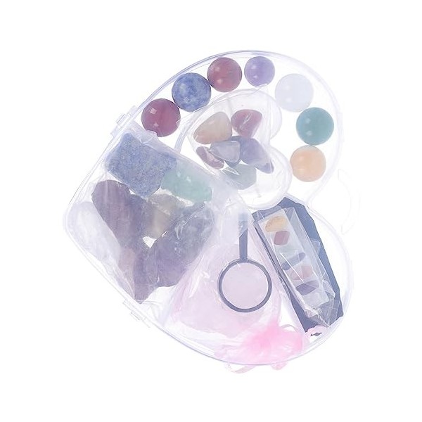 Lurrose 1 Boîte Yoga Pierre Perle Cristaux Cristal Minerai Brut Collier Ensemble Yoga Ensembles Boîte Ensemble Méditation Pie