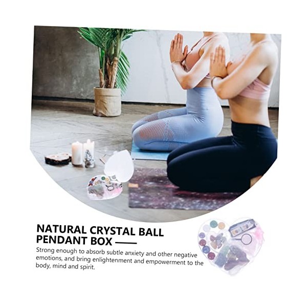 Lurrose 1 Boîte Yoga Pierre Perle Cristaux Cristal Minerai Brut Collier Ensemble Yoga Ensembles Boîte Ensemble Méditation Pie