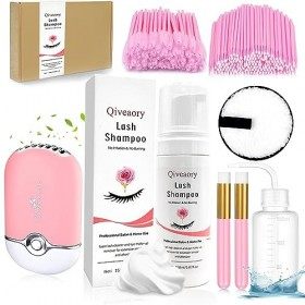150ml/5.07fl.oz Nettoyant pour Extension Cils Shampoing Mousse Shampoing Pinceaux à Lash USB Cils Ventilateur Eyelash Brosses