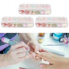 Ensemble de Bijoux dart dongle 3D Décorations dongles Multi-taille 3 Boîtes Décorations dongle de Manucure Colorées Porta