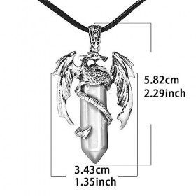 Hanomwood Pendule Cristaux, Spirit Pendulum Amethyst Cristal À Double Pointe en Forme De Dragon Pendentif Collier Charme Médi