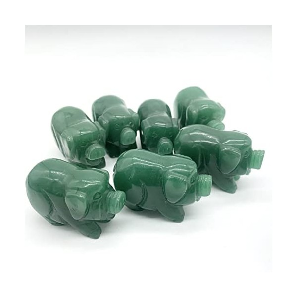 bilan énergétique Naturel Vert Aventurine Cochon à la main Quartz à quartz Sculpté Animaux Poli Guérison Décoraction Decor de