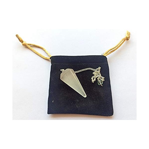 BAYDE Magnifique Pendule en Pierres précieuses à facettes en sélénite avec Pochette YICHENGYIN