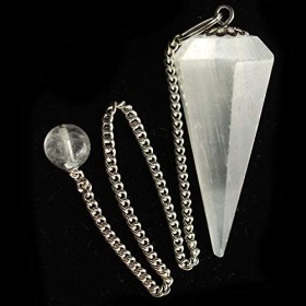 BAYDE Magnifique Pendule en Pierres précieuses à facettes en sélénite avec Pochette YICHENGYIN