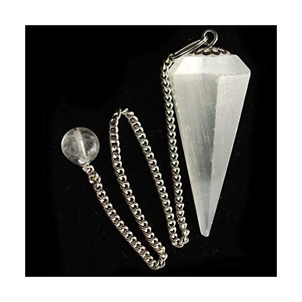 BAYDE Magnifique Pendule en Pierres précieuses à facettes en sélénite avec Pochette YICHENGYIN