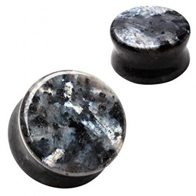Plug de selle en pierre labradorite noire naturelle 10 mm x, Métal