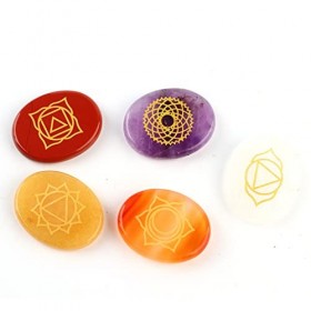 Ensemble De Cristaux De Chakra Pierre De Soin Chakra 7 Pièces Ensemble De Pierres De Méditation De Guérison Spirituelle Gravé