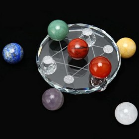 BOLORAMO Pierres de guérison, Chakra Stones Set Decor Portable Round Purify Negative Energy Vibrant avec Plaque de Charge pou