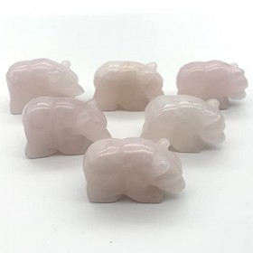 bilan énergétique 1pc mignon cristal rose naturel sculpté ours quartz pierre polie cristal animaux animaux guérison gemstone 