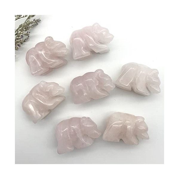 bilan énergétique 1pc mignon cristal rose naturel sculpté ours quartz pierre polie cristal animaux animaux guérison gemstone 