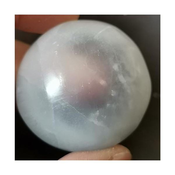 WAHOM Boule de Polissage de sélénite Blanche de 40 mm/Boule de Cristal de Support for la thérapie de Yoga et Le plâtre satiné