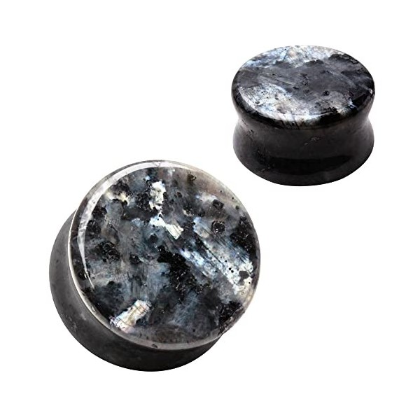 Plug de selle en pierre labradorite noire naturelle 22 mm x, Métal