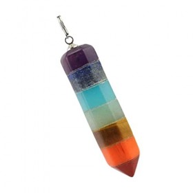 Luzhengyang Pendentif Pendule Cylindrique Chakra Arc-en-ciel Energie Spirituelle