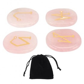 Ensemble de Pierres de Chakra, Cristal Naturel Mélangé, 4 Pierres de Chakra, Améthyste Pierres Runiques Ensemble pour la Médi