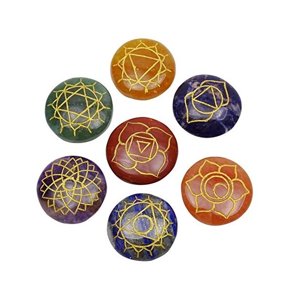 Harmonize 7 Minérale Oval Shape Set Feng Spiritual Reiki Healing Crystal Stone Decor Table