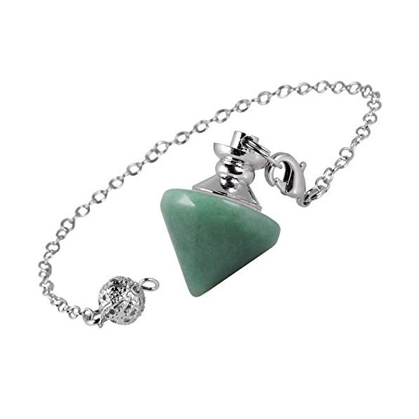 mookaitedecor Aventurine Verte Divinatoire Pendule Radiesthésie Pierre Naturelle Cristal Cône Pointe Collier Pendentif pour D