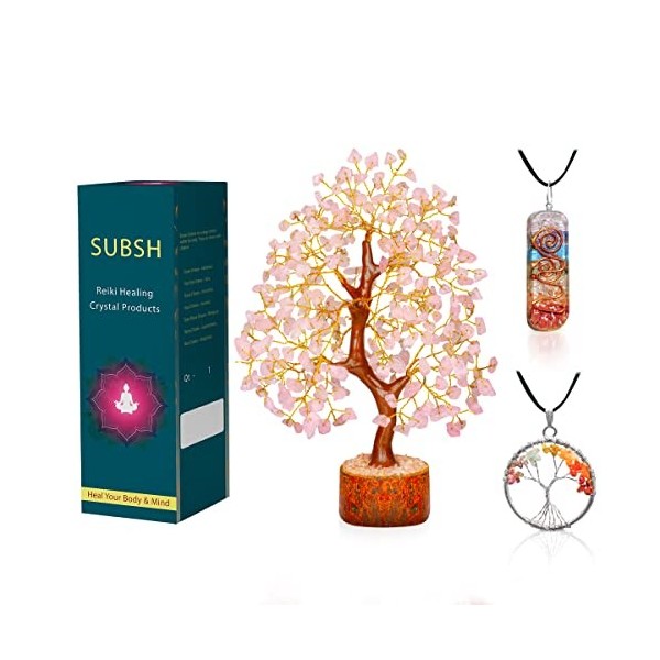 Cristaux de quartz rose et pierres de guérison,Arbre de vie en quartz rose,Cristaux,Accessoires de méditation haut de gamme,C