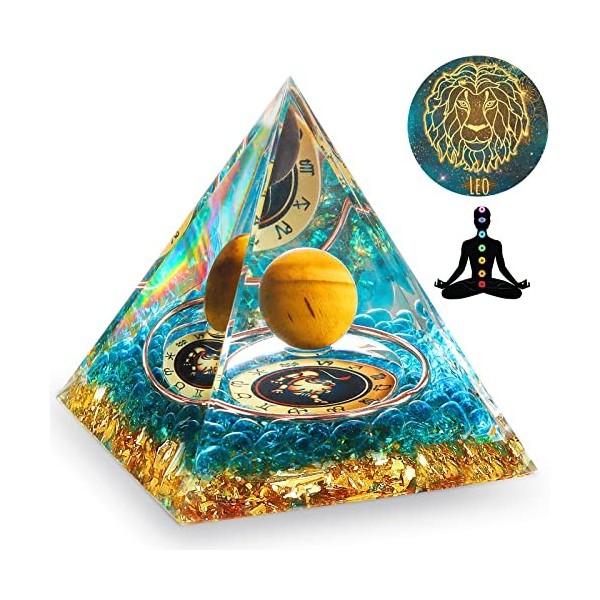 HuiJuKeJi Pyramide dOrgonit Sagittaire Cadeaux de Constellation - 12 signe du zodiaque dOeil de Tigre Pierre de Guérison po