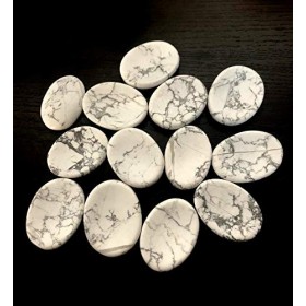CRYSTALMIRACLE Howlite gemme unique souci pierre cristal guérison Reiki Feng Shui cadeau bien-être paix méditation pouce pier