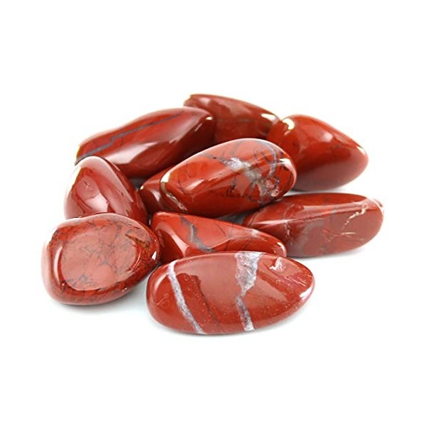Nvzi 10 Pack de jaspe rouge, pierre plate pour les mains, Pierre de guérison en cristal, Pierre de tambour polie, Pierre de c
