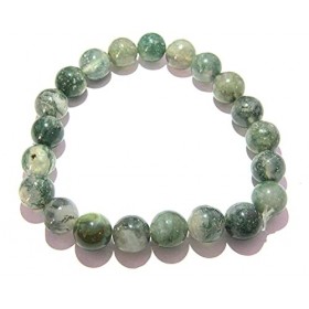 CRYSTALMIRACLE Puissant Moss Agat Bracelet Perle Ronde Cristal Guérison Mode Cadeau Paix Méditation Accessoire pour Unisexe, 