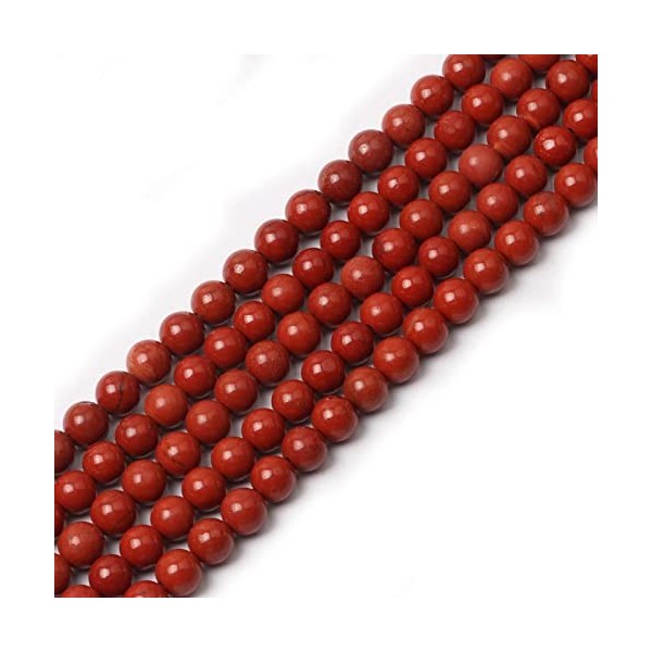 Lot de 60 perles rondes en pierre naturelle de 6 mm - Taille du trou : 1,5 mm - Pierre dénergie et de guérison - Perles en v