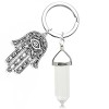 SONGQEE Porte-clés pour femme, en cristal daméthyste, protection hexagonale, reiki, guérison, soulagement de lanxiété, Quar