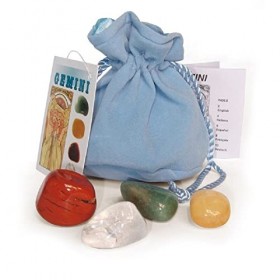 Gemini Crystals Ensemble de pierres polies – Aventurine, calcite orange, jaspe rouge, cristal de roche – Chargé Reiki – Signe