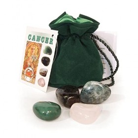 Ensemble de pierres polies avec cristaux de cancer – Aventurine, labradorite, œil de chat, quartz rose – Chargé Reiki – Signe