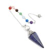 CHGCRAFT Pendentif en cristal de lapis lazuli naturel avec 7 pierres chakras - Chaîne hexagonale - Prisme - Pour divination e