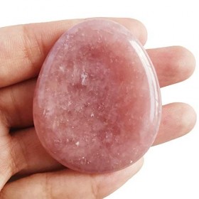Lovionus89 Pierre de quartz fraise pour le pouce et le pouce en forme de goutte deau Chakra Reiki Pierre de guérison pour la