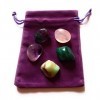 Wild Therapies Lot de 5 pierres polies dénergie positive et de bonheur – améthyste, quartz rose, fluorite, chrysoprase, aven