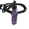 KYEYGWO Pendentif Cristal Hexagonal Chaîne pendentif, Reiki Chakra Pierre Pendule Bijoux Avec Corde Cire Réglable pour les Ho